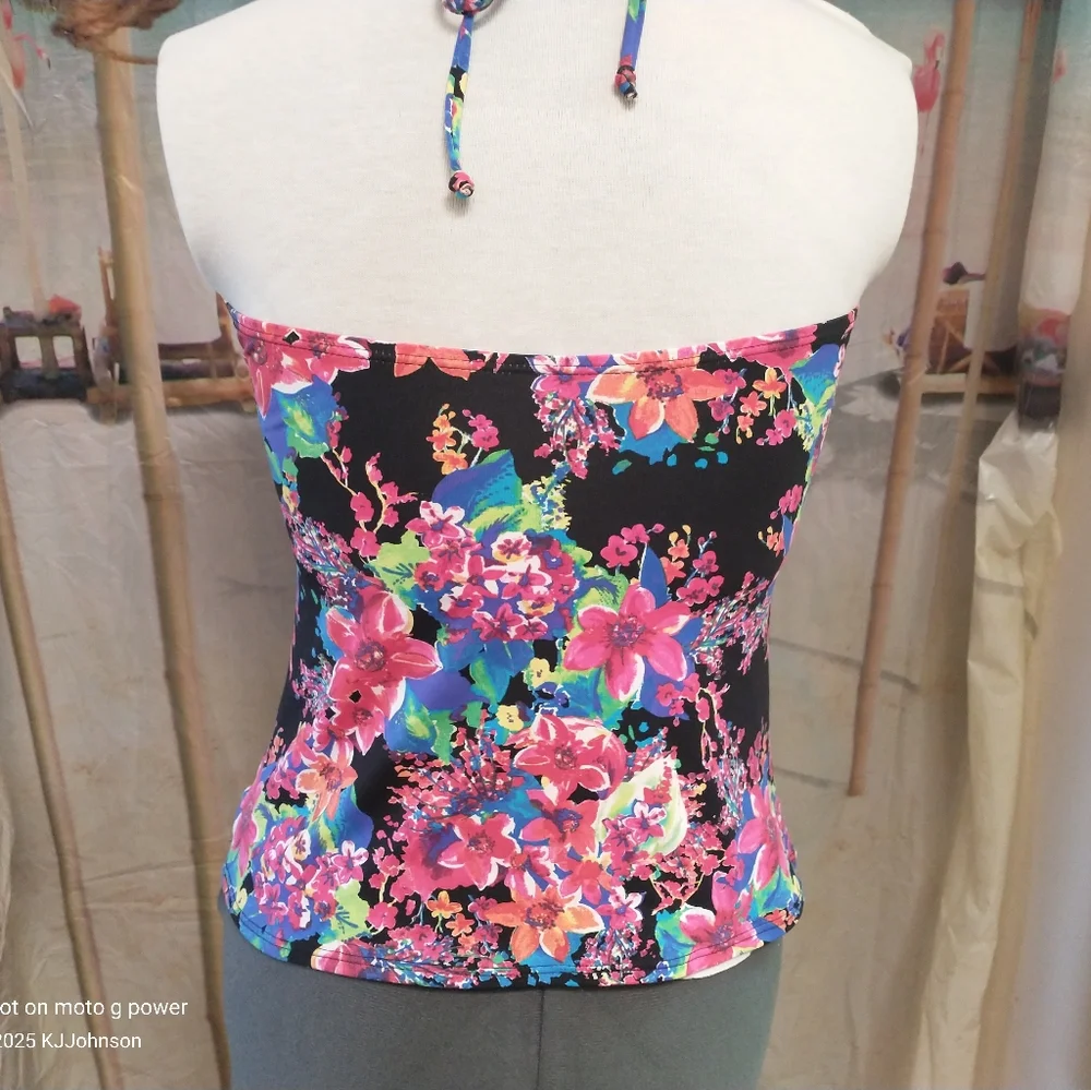 Liz Claiborne Floral Tankini Swim Suit Top Size 14 - Picture 3 of 5